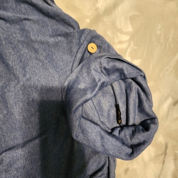 Cowl Neck Pocketed Sweater Sweatshirt Blue Trendy Unique Comfy XL NEVER WORN - Picture 4 of 9